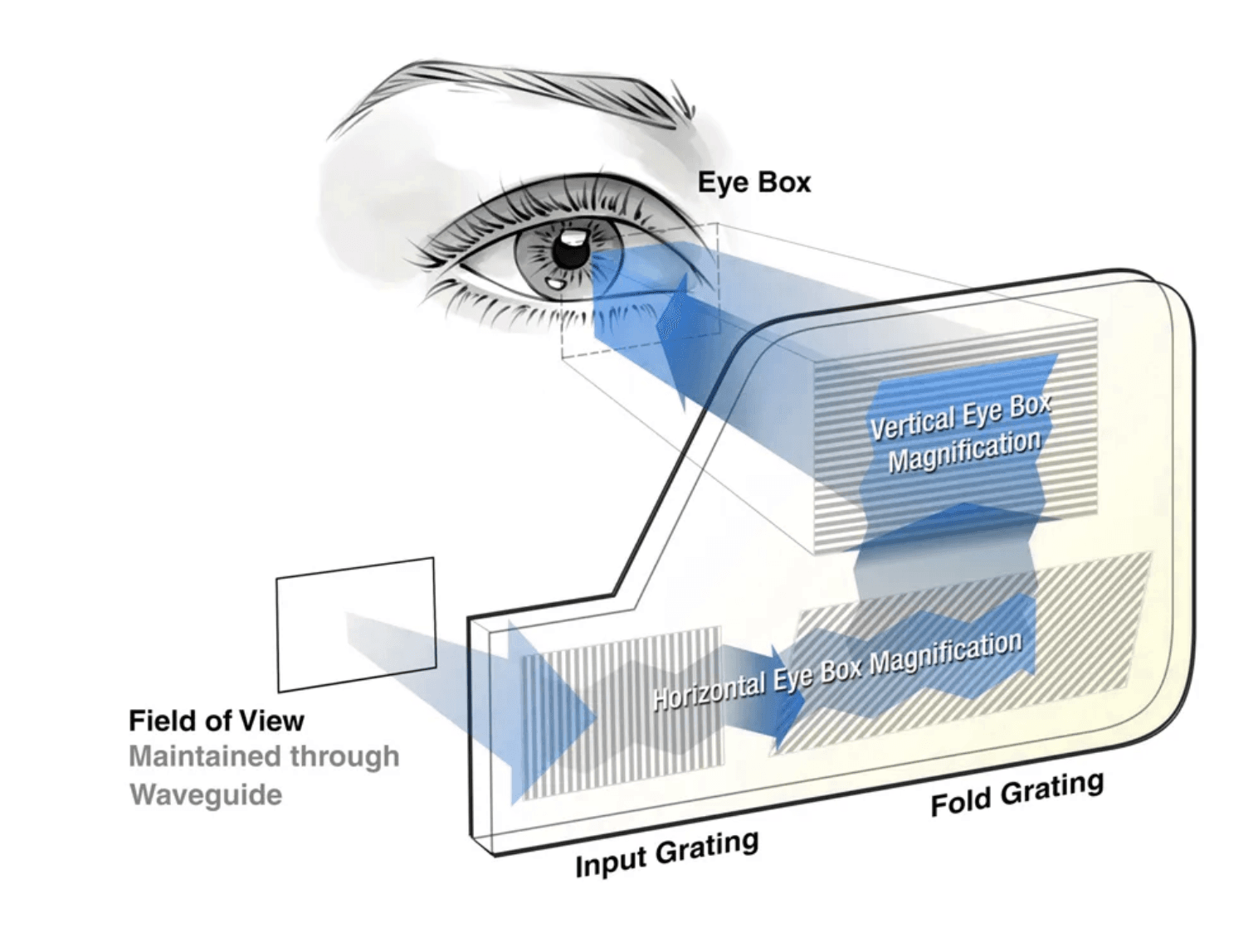 Depiction of an eyebox (adapted from a DigiLens illustration)